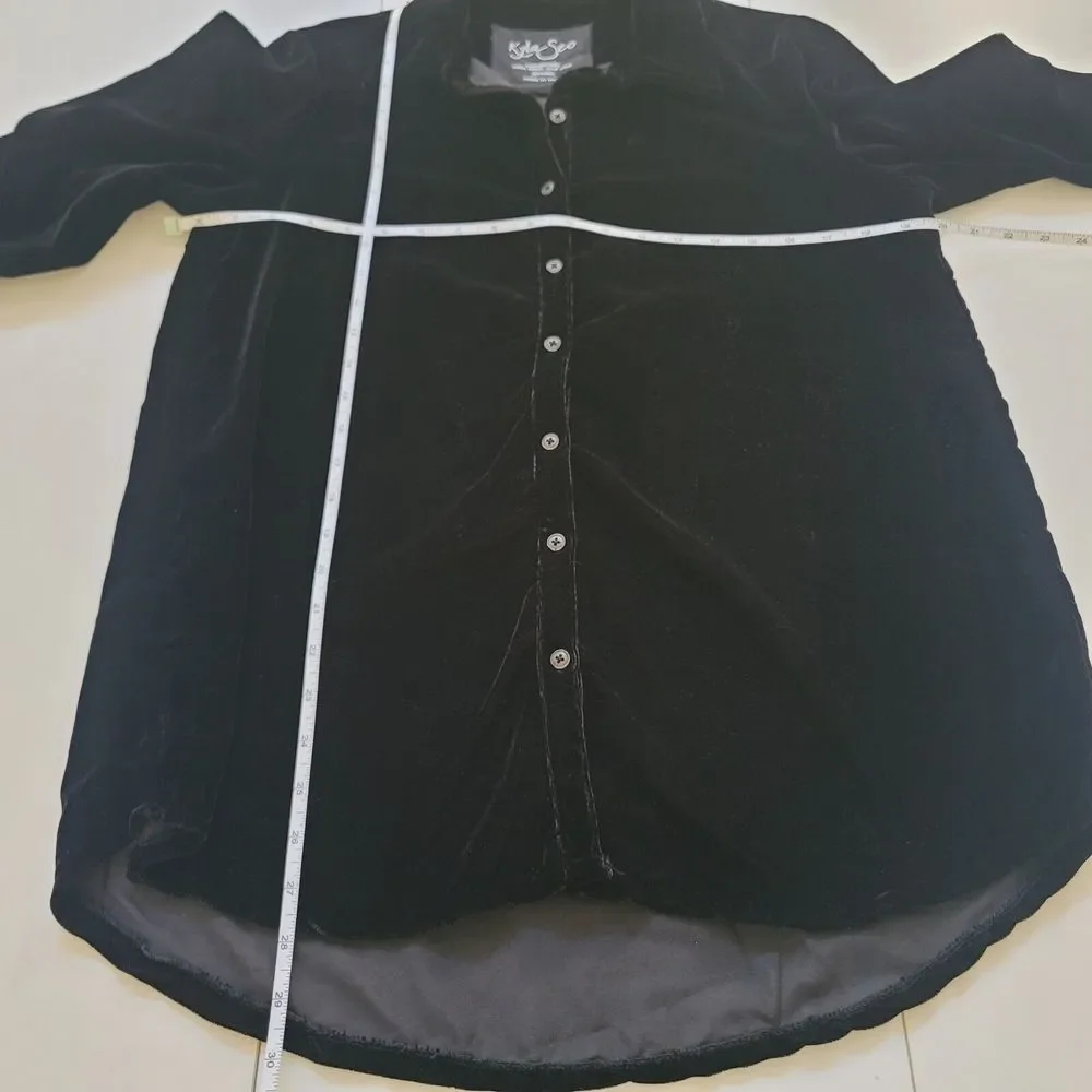 Kyla Seo Caite Blouse Shirt Women's Small Black Velvet NWOT - Picture 6 of 8